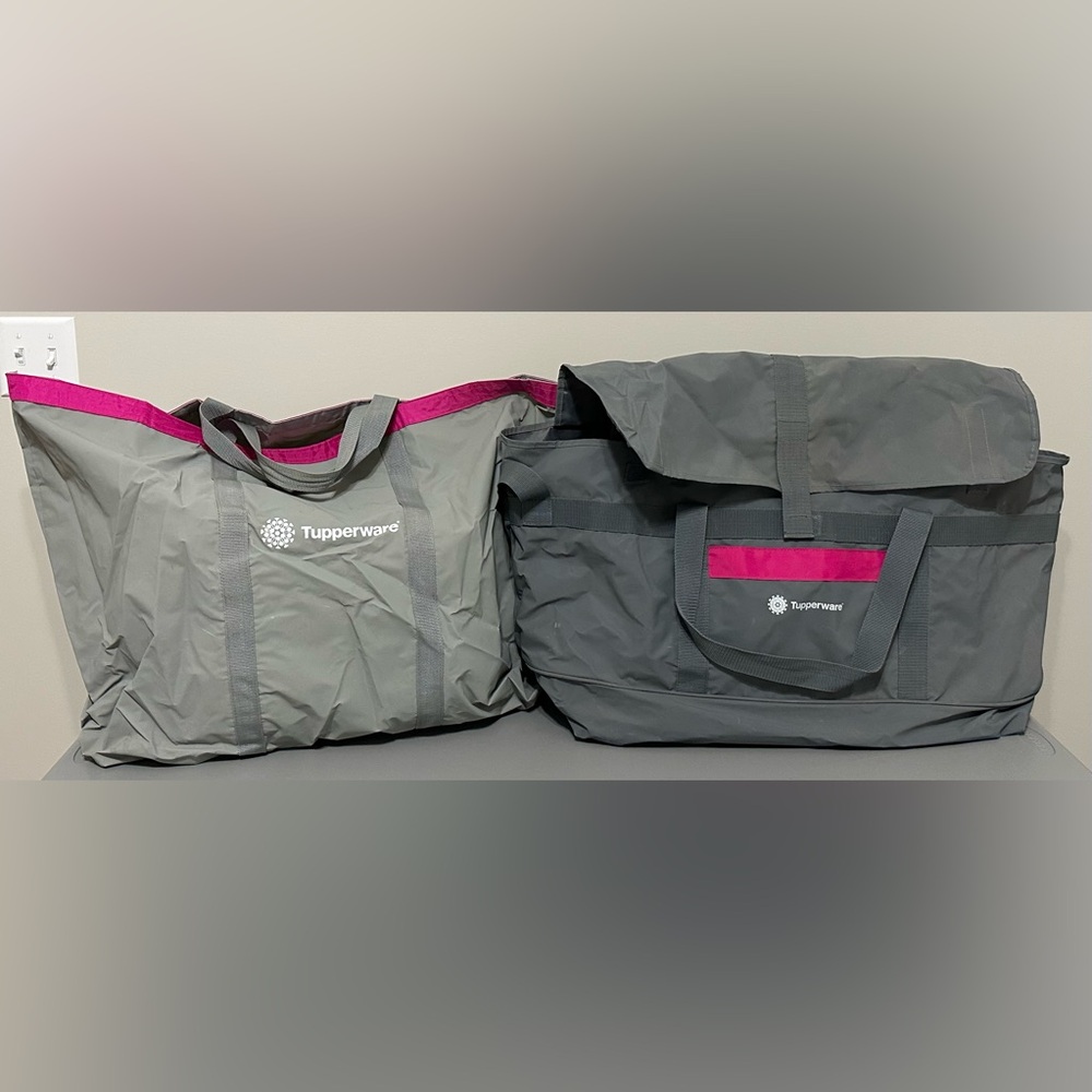 Tupperware Gray and Pink VINTAGE consultant bags